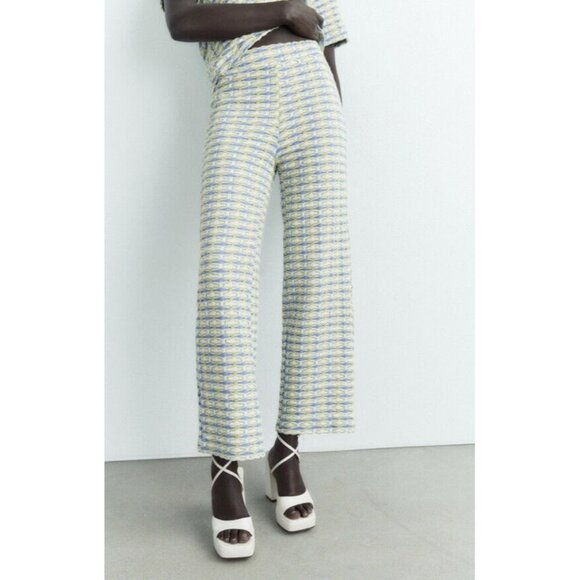 Zara Pants - Zara Green Blue Knit Pull On Trouser Pants Sz Small